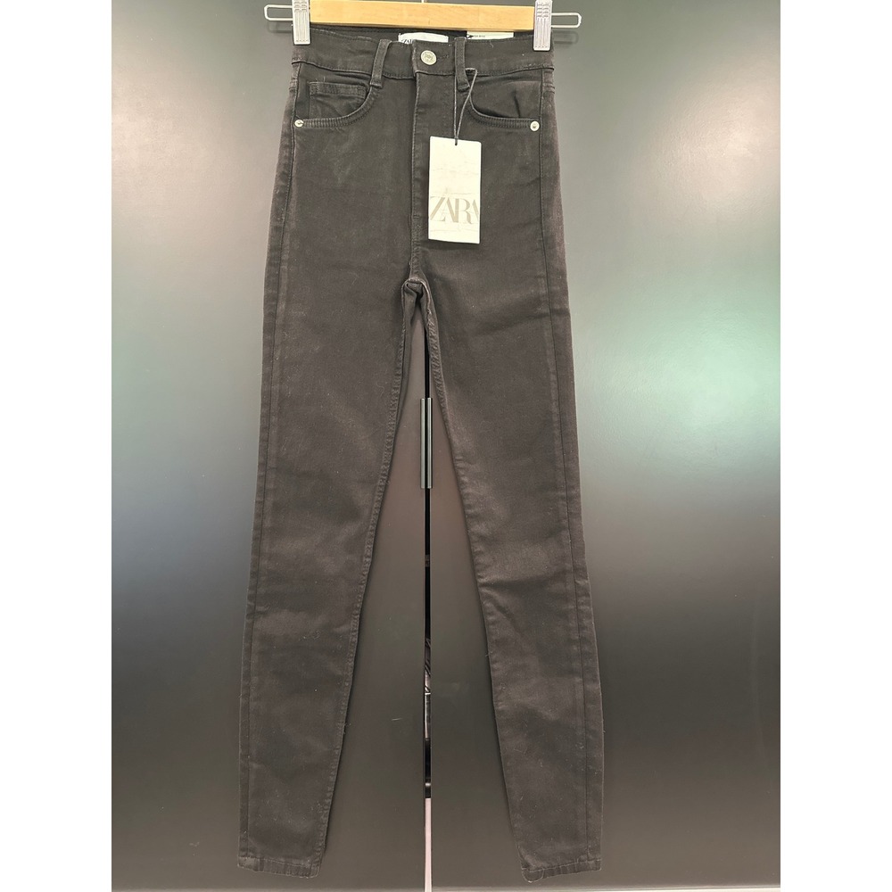 Zara Sculpt High Waisted Skinny Jeans Black Denim Size 00